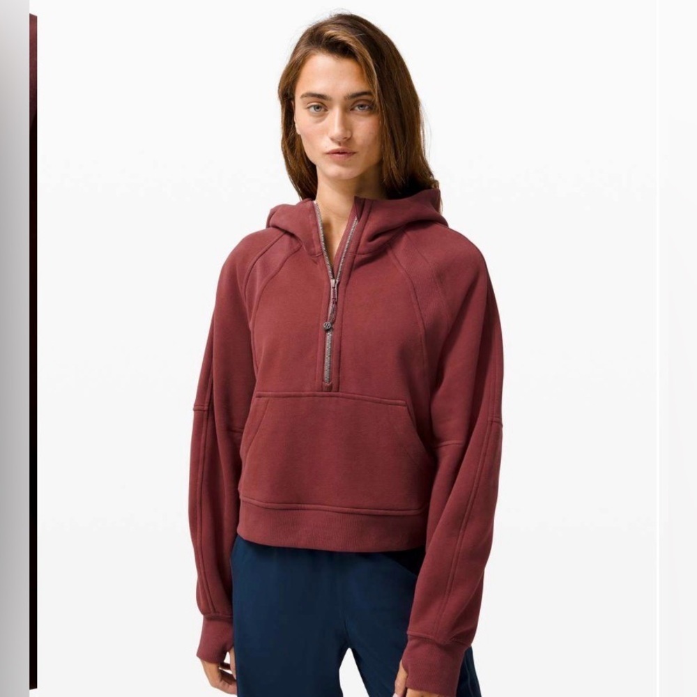 Lululemon Scuba Oversized 1/2 Zip Hoodie Sweatshirt XS Small Savannah Red Comfy